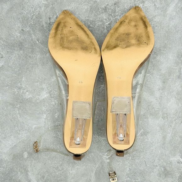Only Maker Clear Rose Gold Strap Point Toe Pump Heels Size EU 45 - Picture 9 of 11